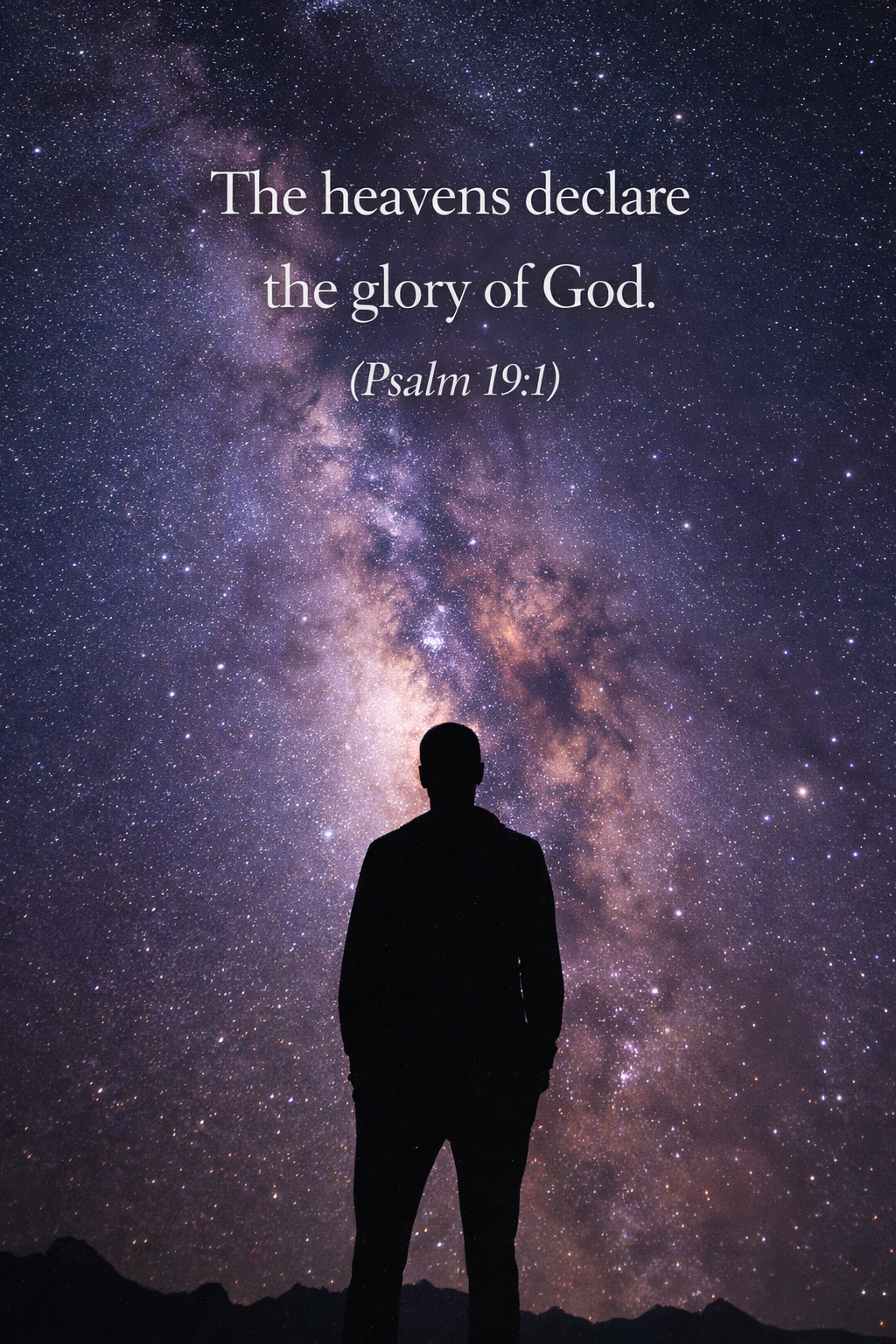 Bible Verse Wallpaper -- Night Sky and Stars, Psalm 19:1 (Vertical)